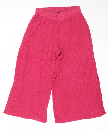 New Look Womens Pink  Polyester Cropped Trousers Size 10 L21 in Regular