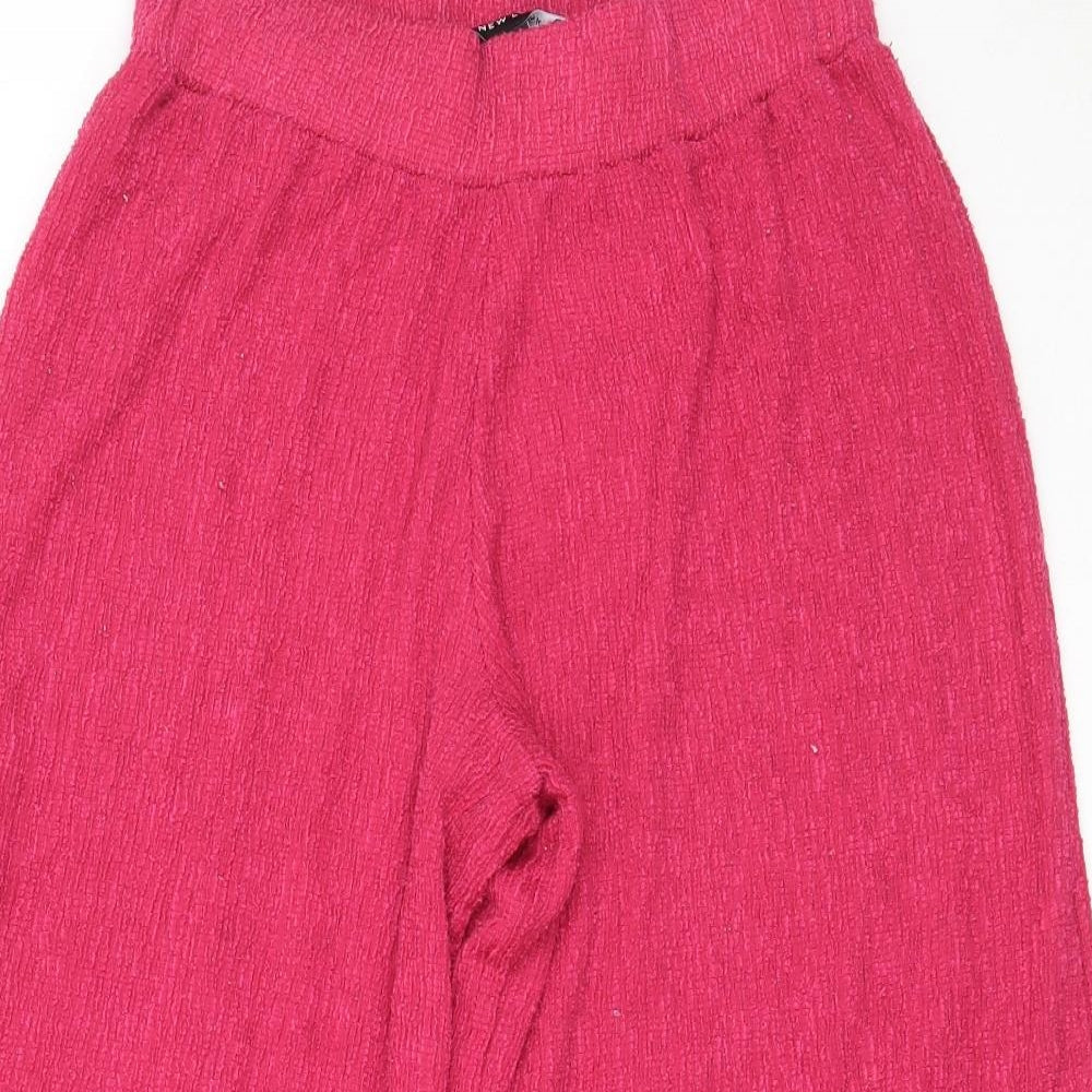 New Look Womens Pink  Polyester Cropped Trousers Size 10 L21 in Regular