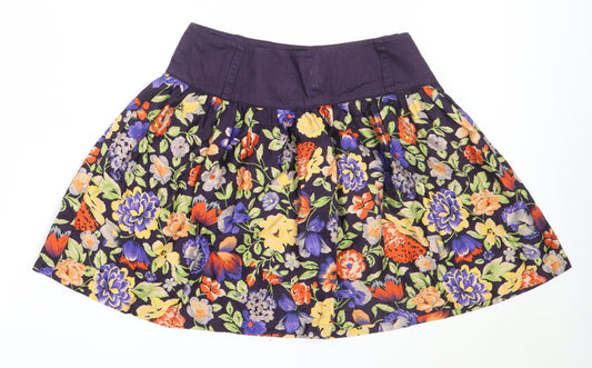Mango Womens Purple Floral Cotton Flare Skirt Size 40