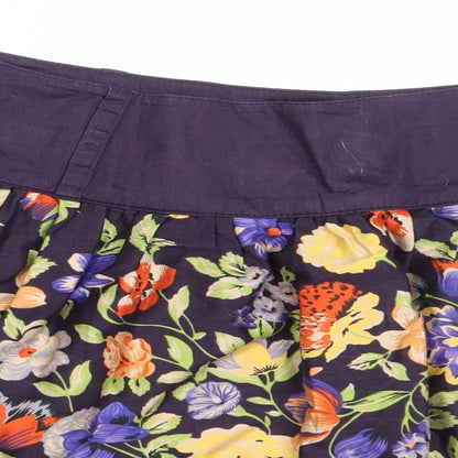 Mango Womens Purple Floral Cotton Flare Skirt Size 40