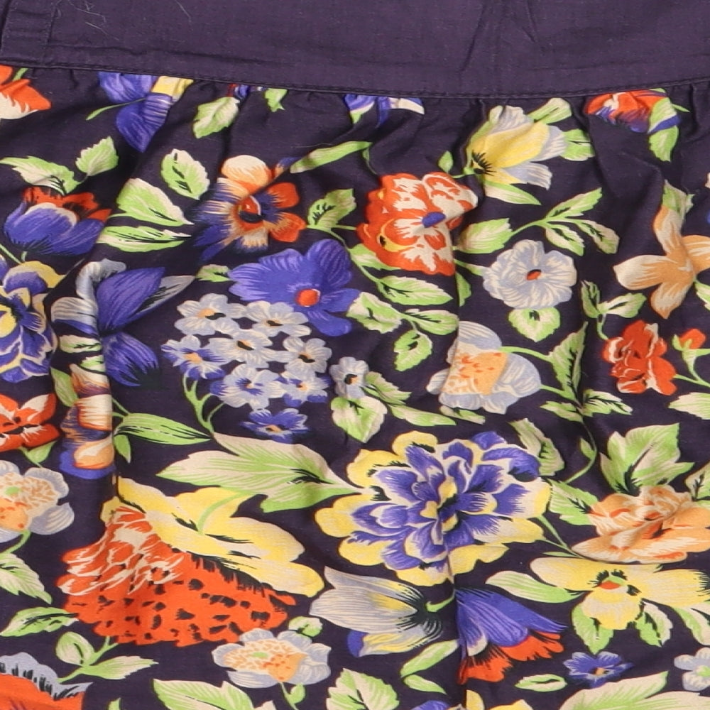 Mango Womens Purple Floral Cotton Flare Skirt Size 40