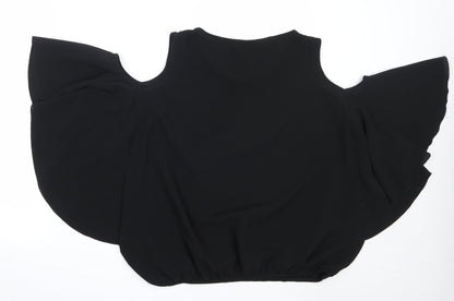 Quiz Womens Black  Polyester Basic Blouse Size 18 Round Neck