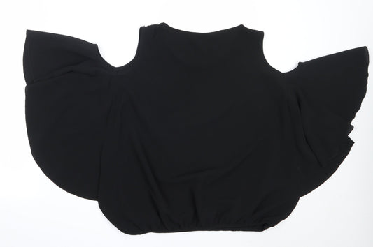 Quiz Womens Black  Polyester Basic Blouse Size 18 Round Neck