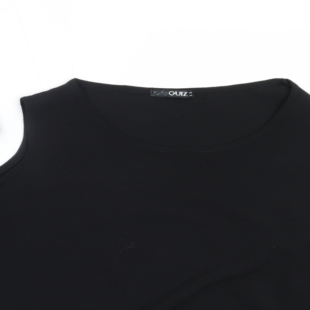 Quiz Womens Black  Polyester Basic Blouse Size 18 Round Neck