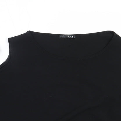 Quiz Womens Black  Polyester Basic Blouse Size 18 Round Neck