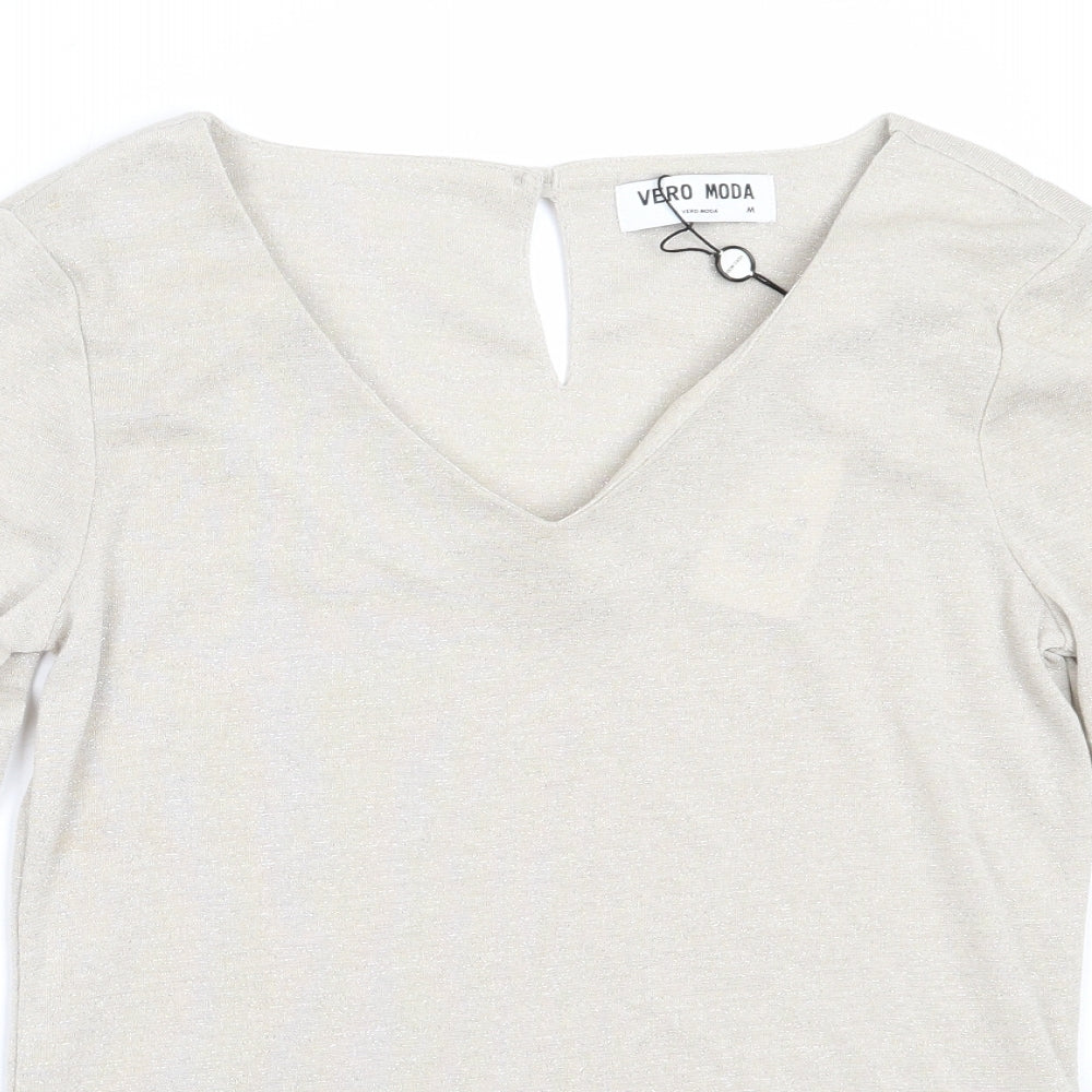 Womens UK Size M Vera Moda Beige Pullover Jumper