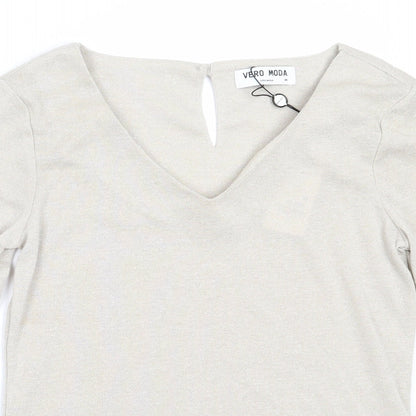 Womens UK Size M Vera Moda Beige Pullover Jumper