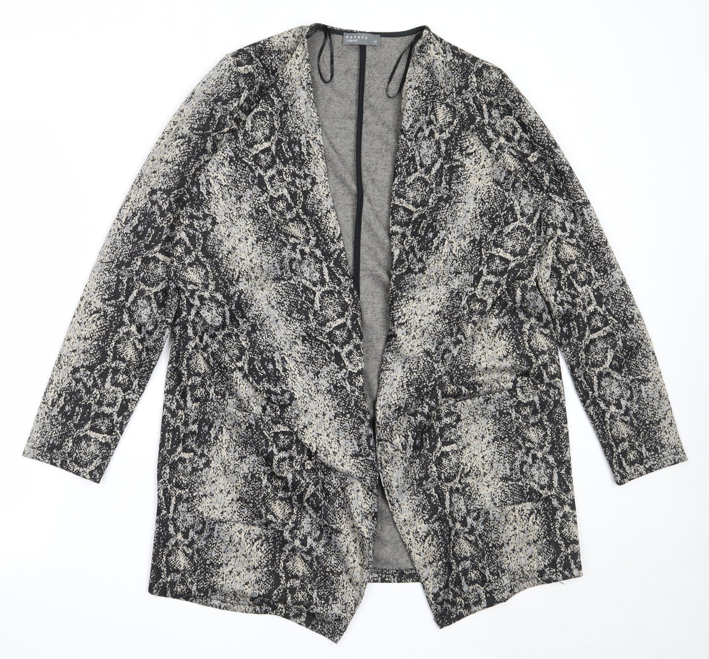 Papaya Womens Black Animal Print  Jacket  Size 12