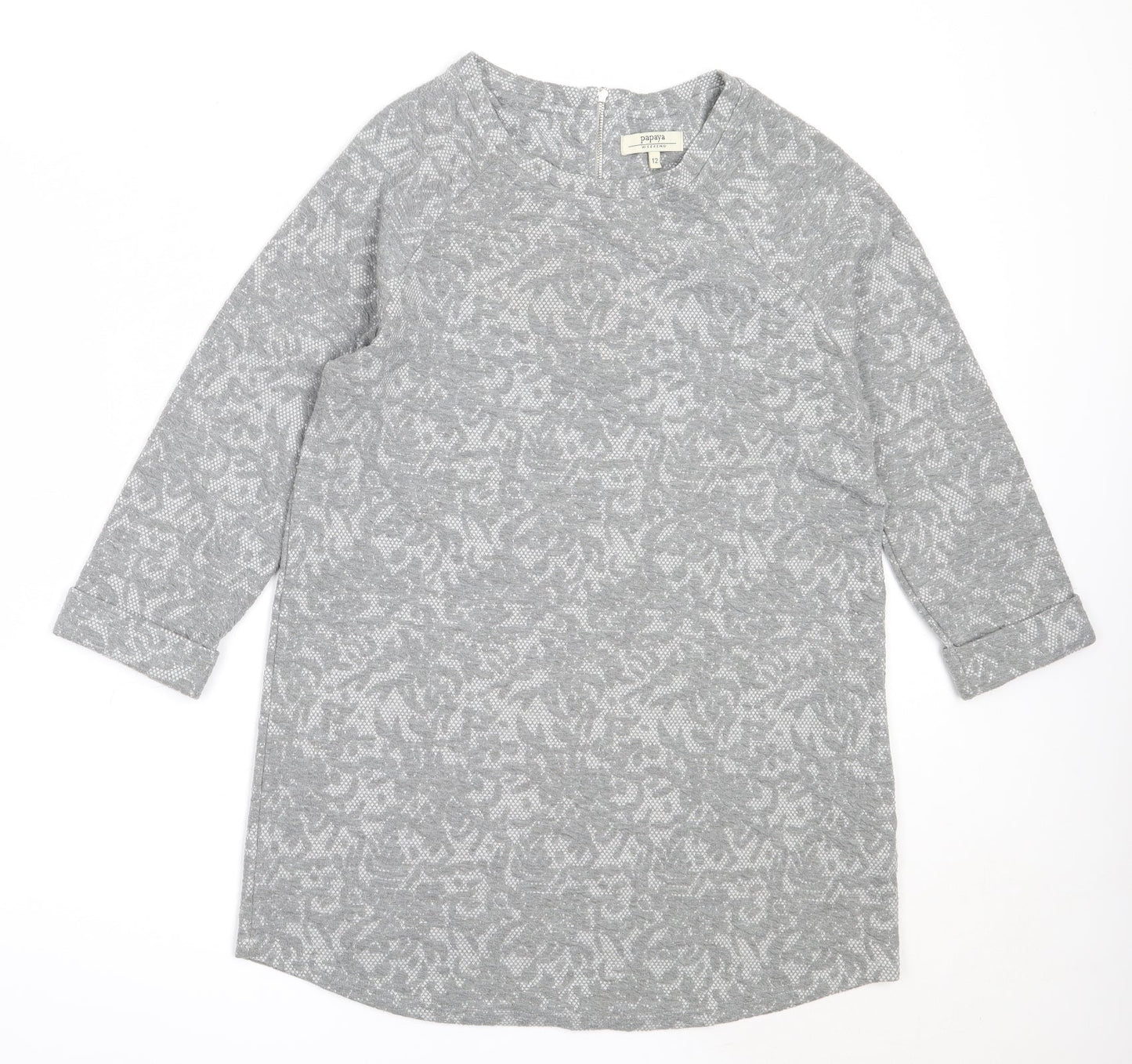 Papaya Womens Grey Round Neck  Polyester Pullover Jumper Size 12