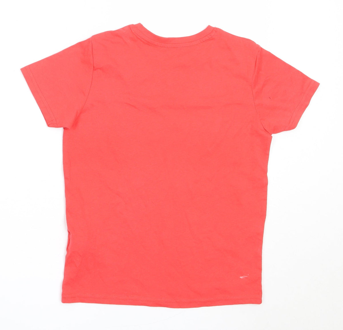 Back view of Primark boys’ red cotton basic t-shirt, size 7-8, years round neck