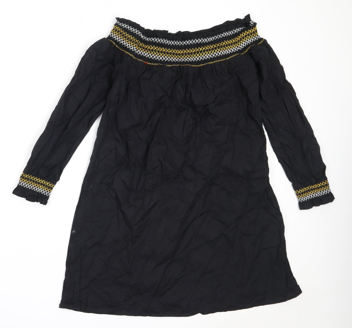 River Island Womens Black  Cotton Shift  Size 6  Off the Shoulder