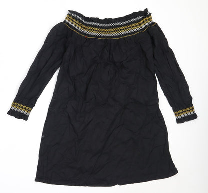 River Island Womens Black  Cotton Shift  Size 6  Off the Shoulder
