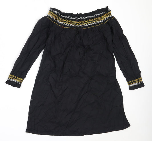 River Island Womens Black  Cotton Shift  Size 6  Off the Shoulder