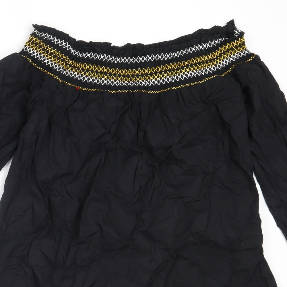 River Island Womens Black  Cotton Shift  Size 6  Off the Shoulder