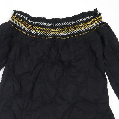 River Island Womens Black  Cotton Shift  Size 6  Off the Shoulder