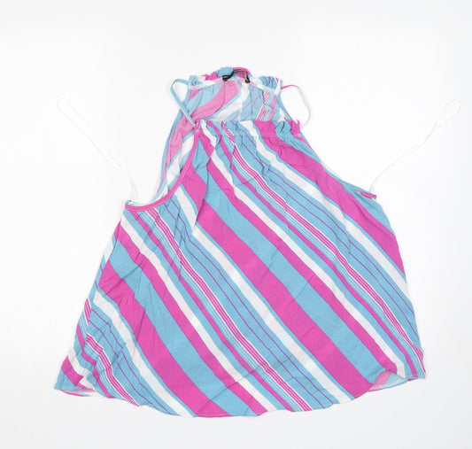 George Womens Multicoloured Striped Viscose Basic Tank Size 12 Round Neck