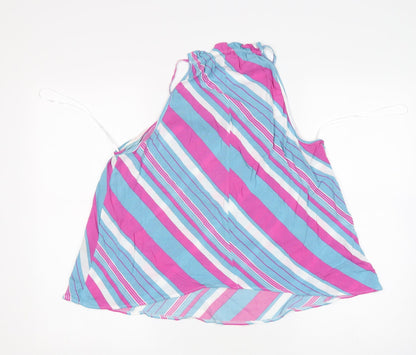 George Womens Multicoloured Striped Viscose Basic Tank Size 12 Round Neck