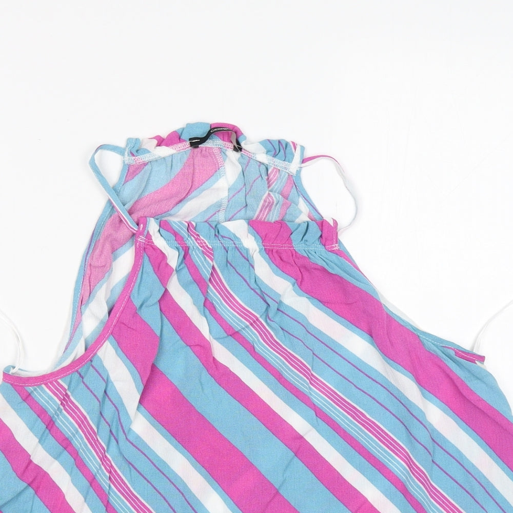 George Womens Multicoloured Striped Viscose Basic Tank Size 12 Round Neck