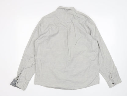 F&F Mens Grey  Cotton  Button-Up Size L Collared
