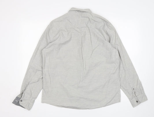 F&F Mens Grey  Cotton  Button-Up Size L Collared