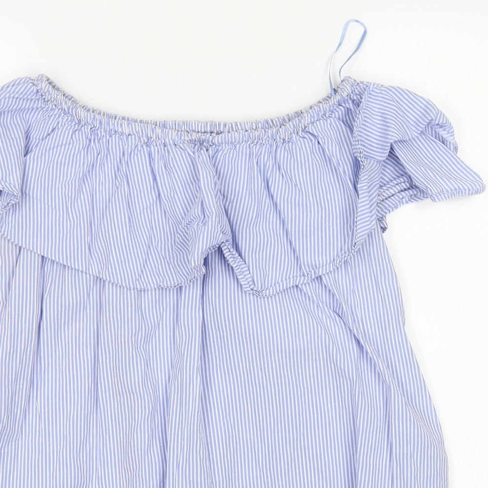 Womens UK Size S Zara Blue Basic Blouse