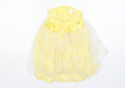 F&F Girls Yellow  Polyester A-Line  Size 12-18 Months  Round Neck