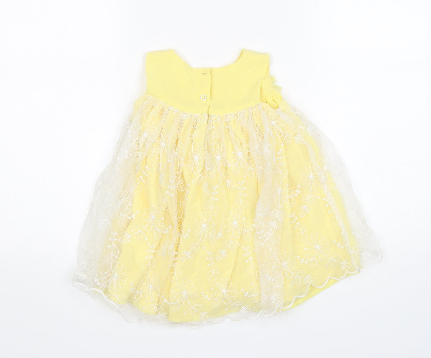 F&F Girls Yellow  Polyester A-Line  Size 12-18 Months  Round Neck