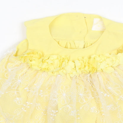 F&F Girls Yellow  Polyester A-Line  Size 12-18 Months  Round Neck