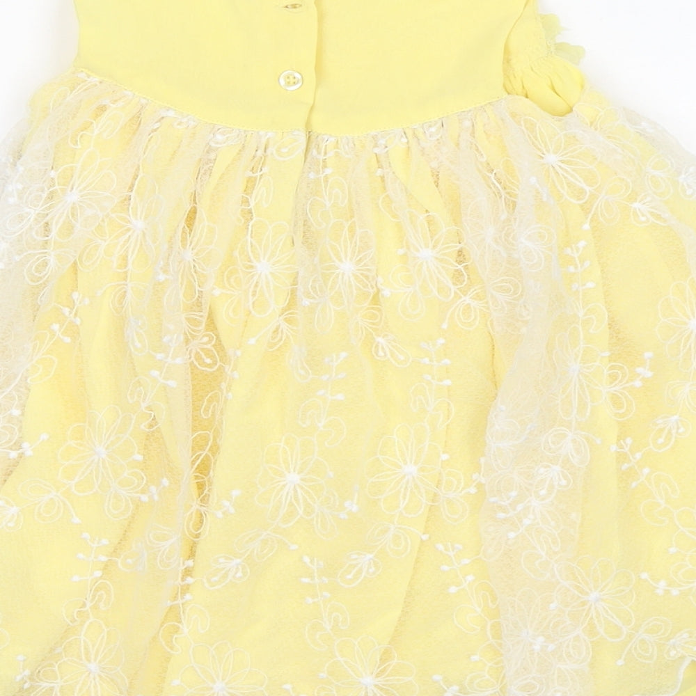 F&F Girls Yellow  Polyester A-Line  Size 12-18 Months  Round Neck