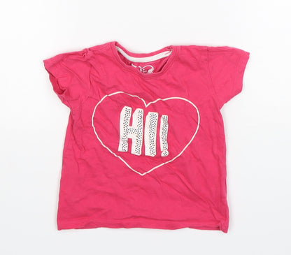 Primark Girls Pink  Cotton Basic T-Shirt Size 2-3 Years Round Neck