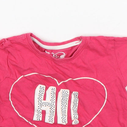 Primark Girls Pink  Cotton Basic T-Shirt Size 2-3 Years Round Neck