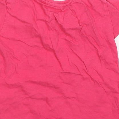 Primark Girls Pink  Cotton Basic T-Shirt Size 2-3 Years Round Neck