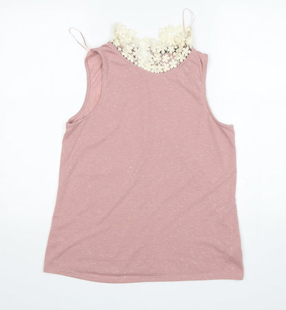 George Womens Pink  Polyester Basic Tank Size 12 Round Neck