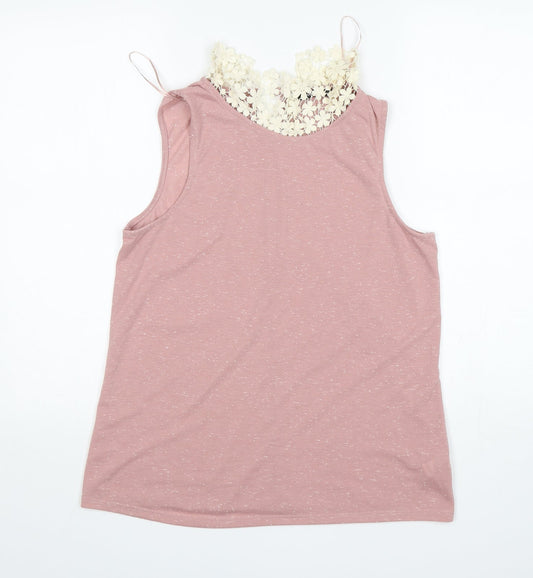 George Womens Pink  Polyester Basic Tank Size 12 Round Neck