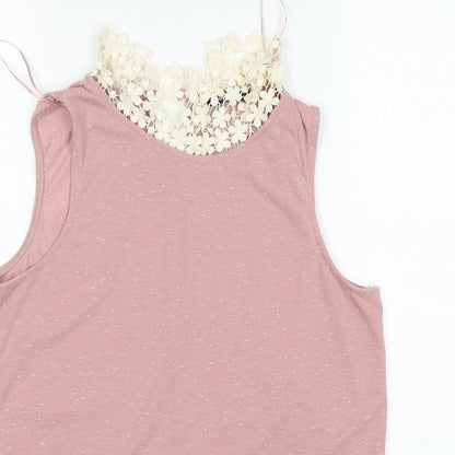 George Womens Pink  Polyester Basic Tank Size 12 Round Neck