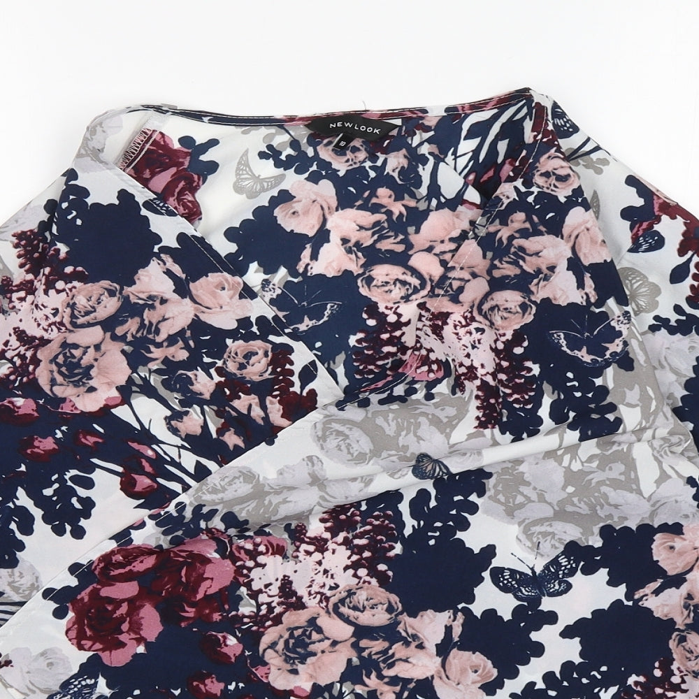 Womens UK Size 10 New Look Multicoloured Wrap Blouse