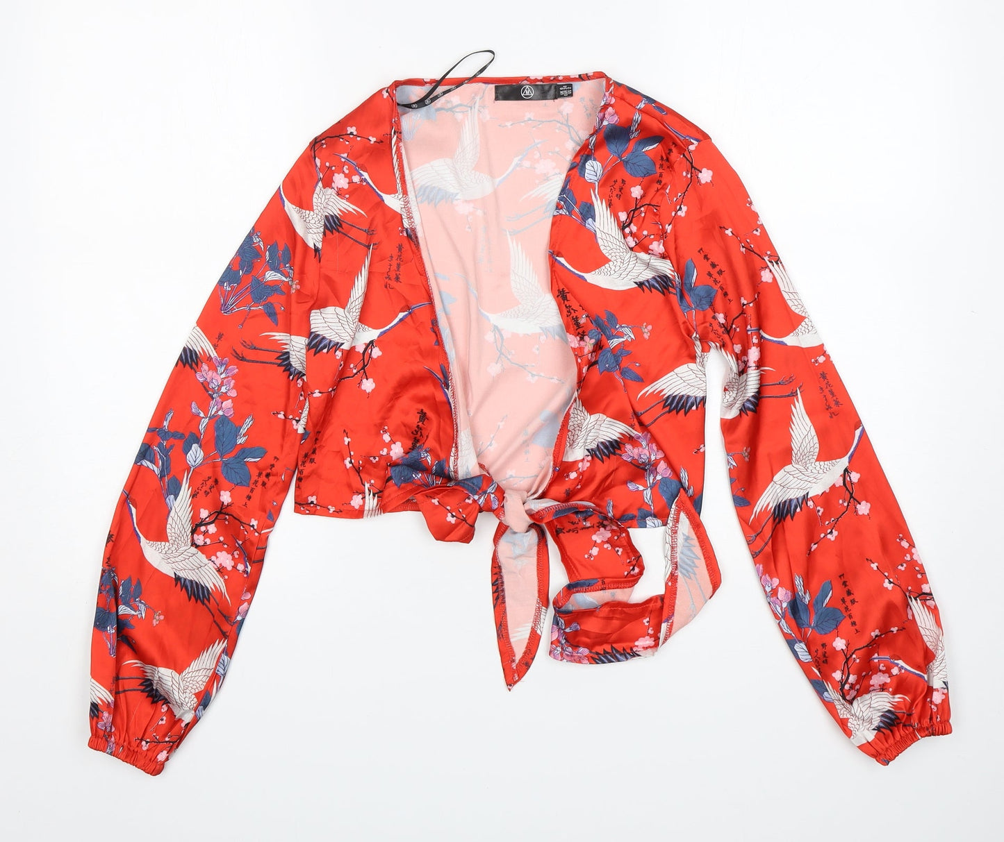 Womens UK Size 6 Missguided Red Cropped Blouse