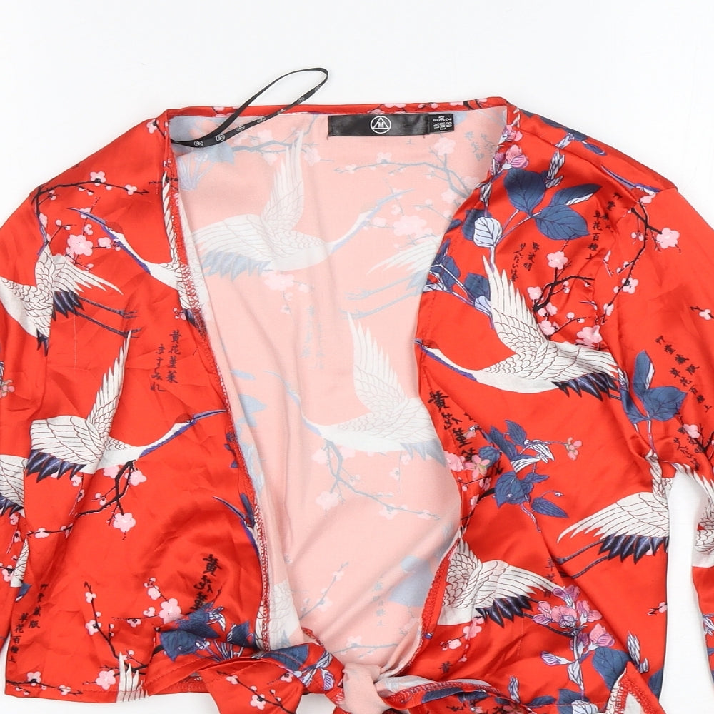 Womens UK Size 6 Missguided Red Cropped Blouse