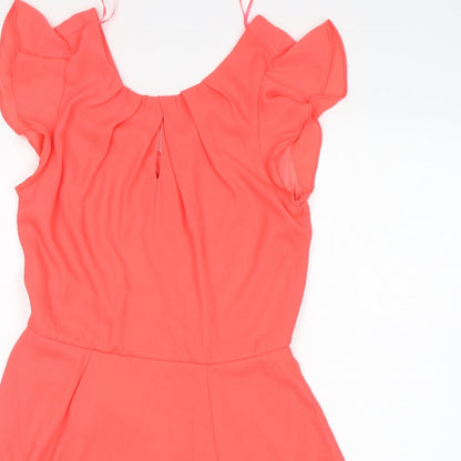 New Look Womens Pink  Polyester Fit & Flare  Size 10  Round Neck