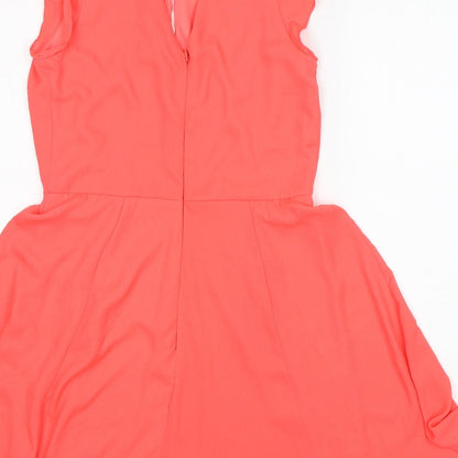 New Look Womens Pink  Polyester Fit & Flare  Size 10  Round Neck