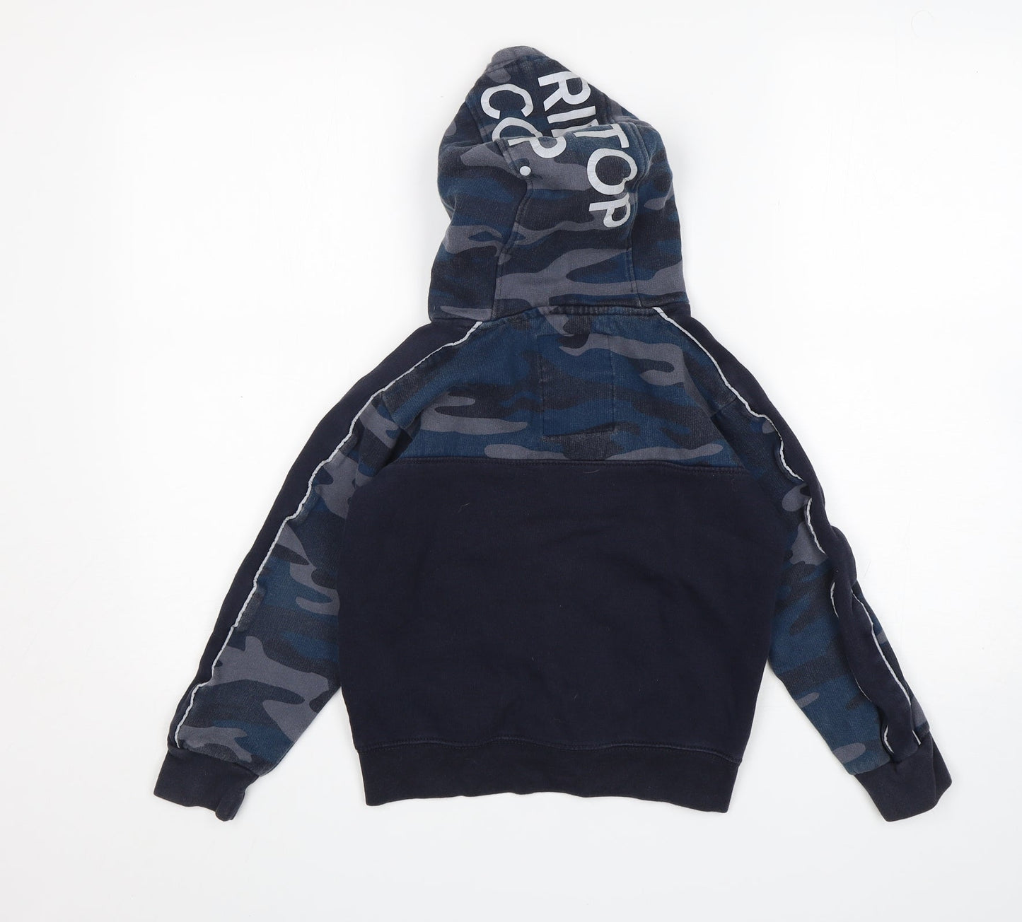 Ripstop Boys Blue Camouflage Cotton Pullover Hoodie Size S