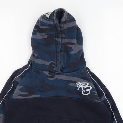 Ripstop Boys Blue Camouflage Cotton Pullover Hoodie Size S