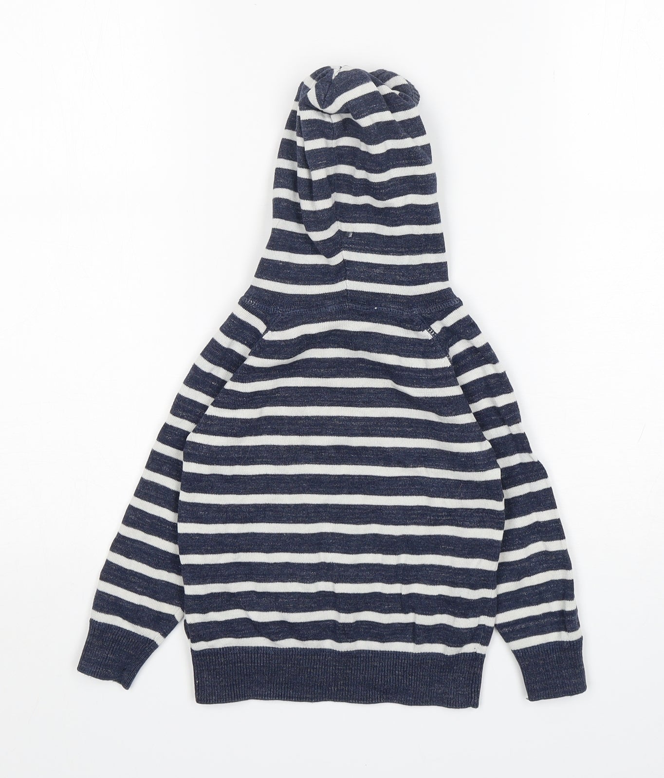 H&M Boys Blue Striped Cotton Pullover Hoodie Size 2 Years
