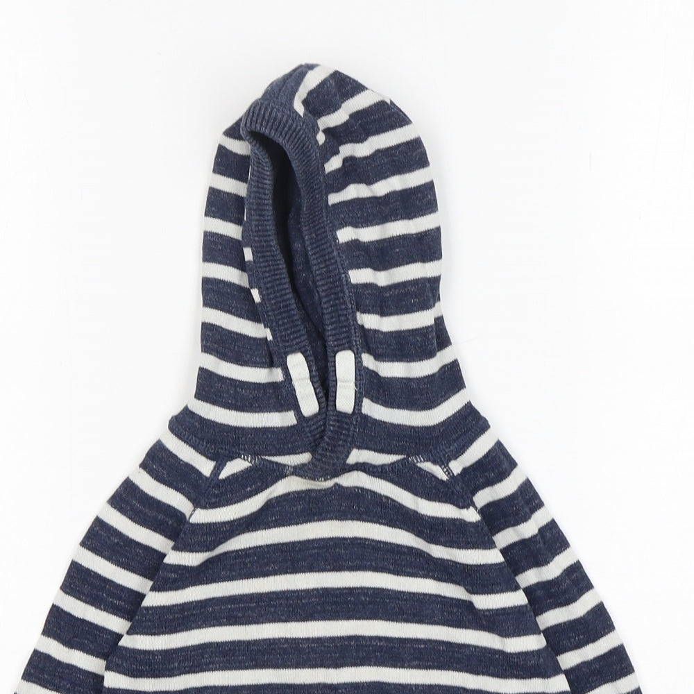 H&M Boys Blue Striped Cotton Pullover Hoodie Size 2 Years