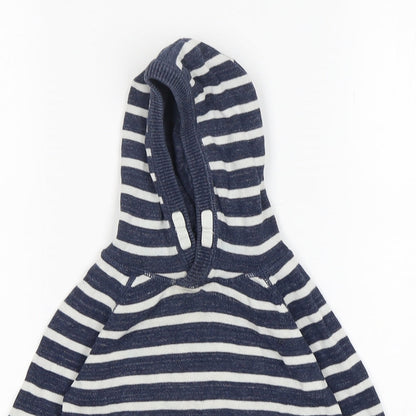 H&M Boys Blue Striped Cotton Pullover Hoodie Size 2 Years
