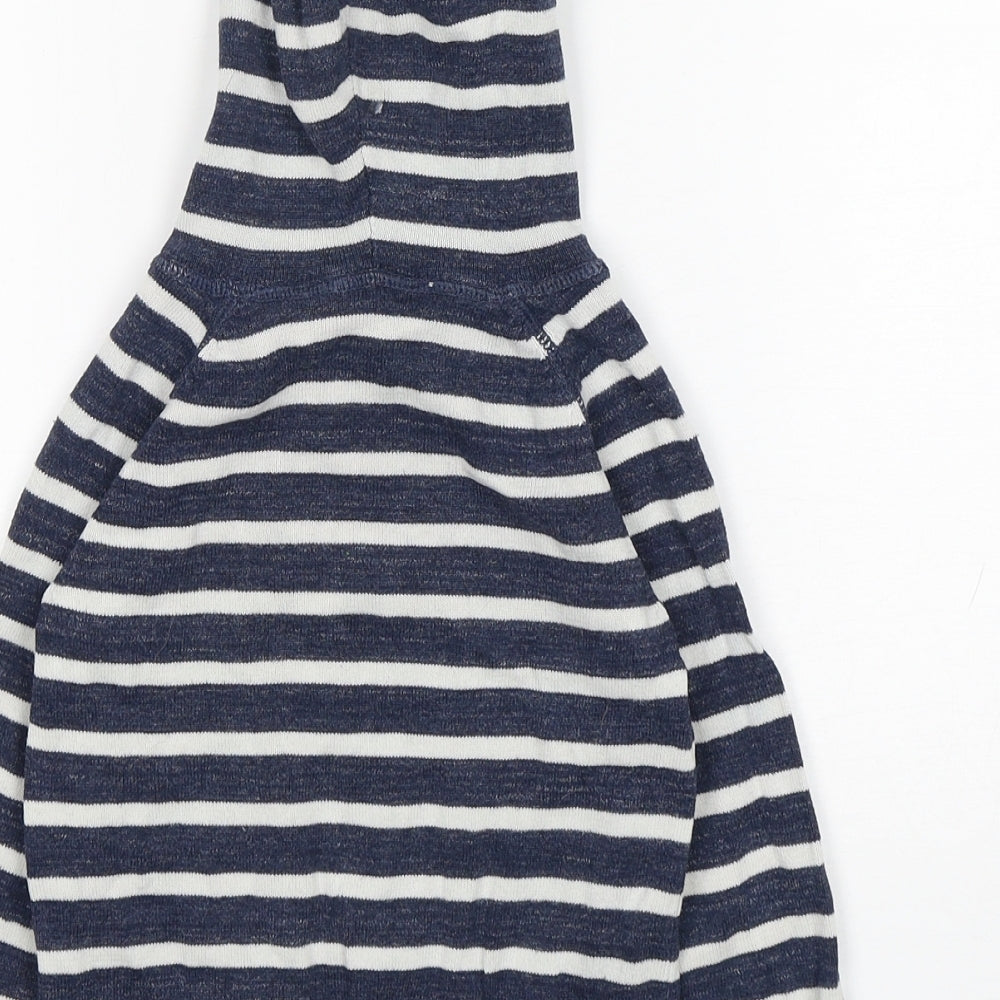 H&M Boys Blue Striped Cotton Pullover Hoodie Size 2 Years