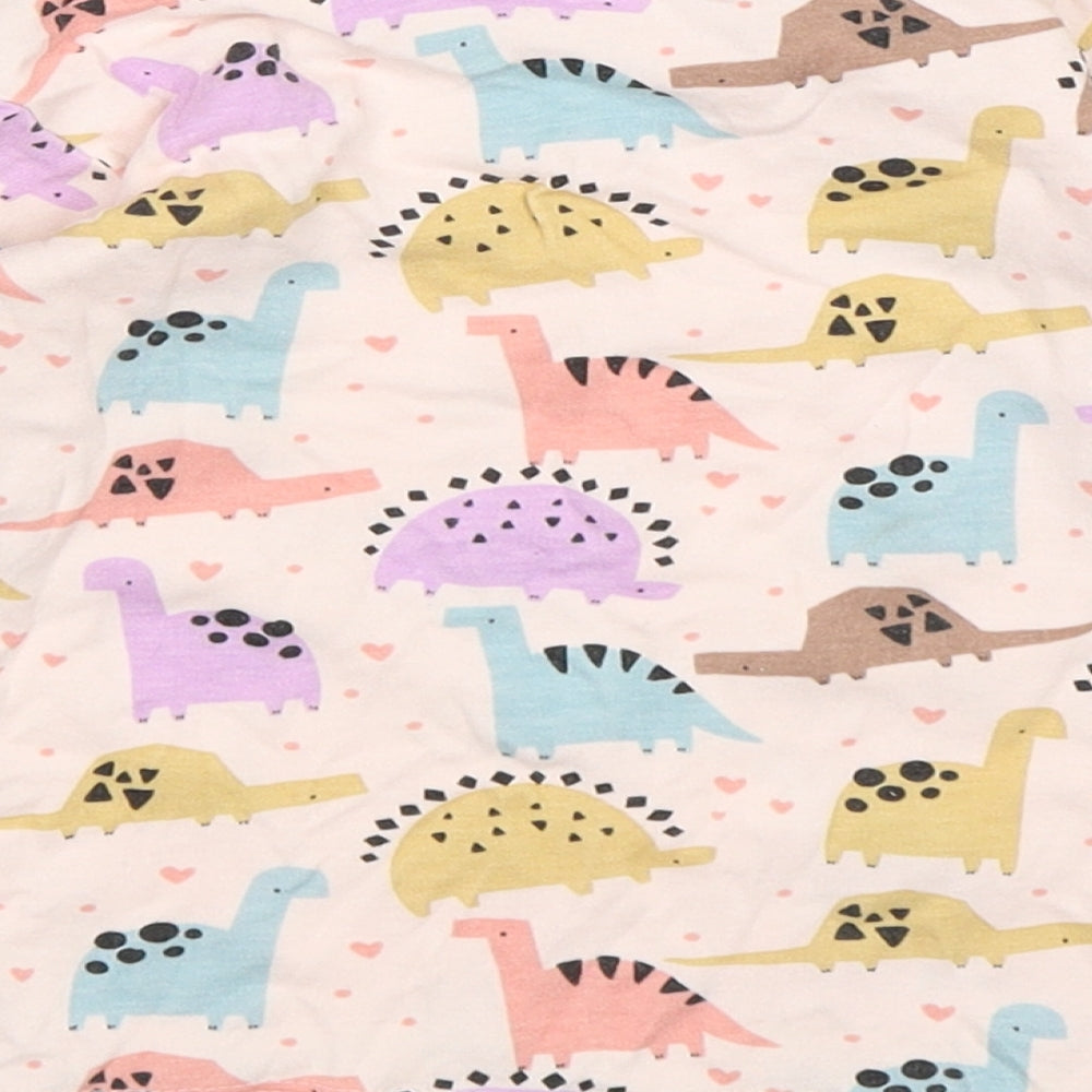 George Girls Pink  Cotton Basic T-Shirt Size 18-24 Months Round Neck  - Dinosaur Print