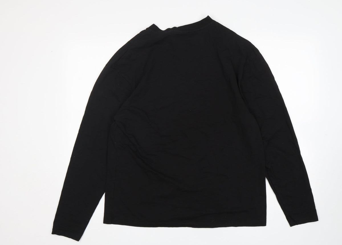 Back view of Collusion boys’ black cotton basic t-shirt, size S, round neck