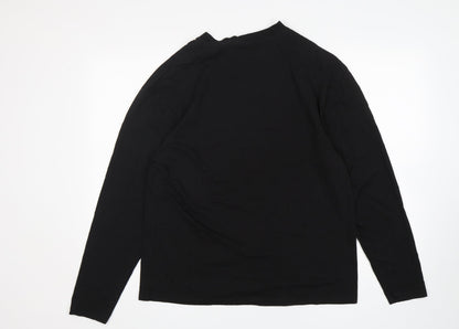 Back view of Collusion boys’ black cotton basic t-shirt, size S, round neck