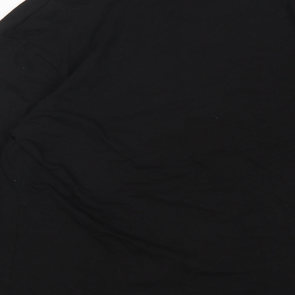 Brand and care label for Collusion boys’ black cotton basic t-shirt, size S, round neck